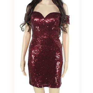 MSRP $69 B Darlin Juniors' Off-The-Shoulder Sequined Bodycon Dress Red Size 1/2